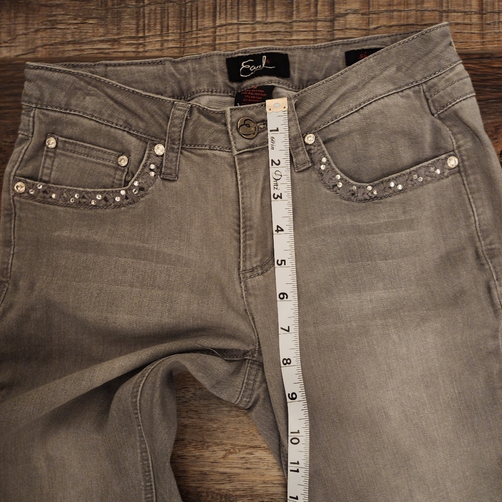 Earl jeans, grey with embellished pockets, size 2 - Picture 4 of 7